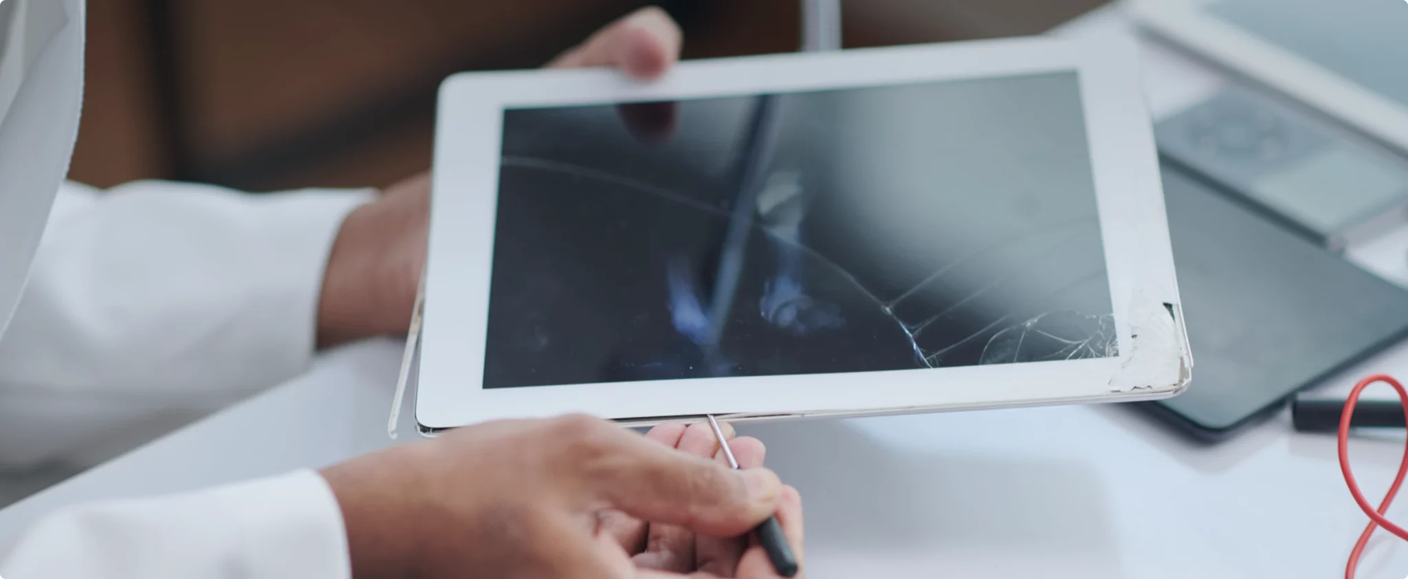 Broken iPad being examined